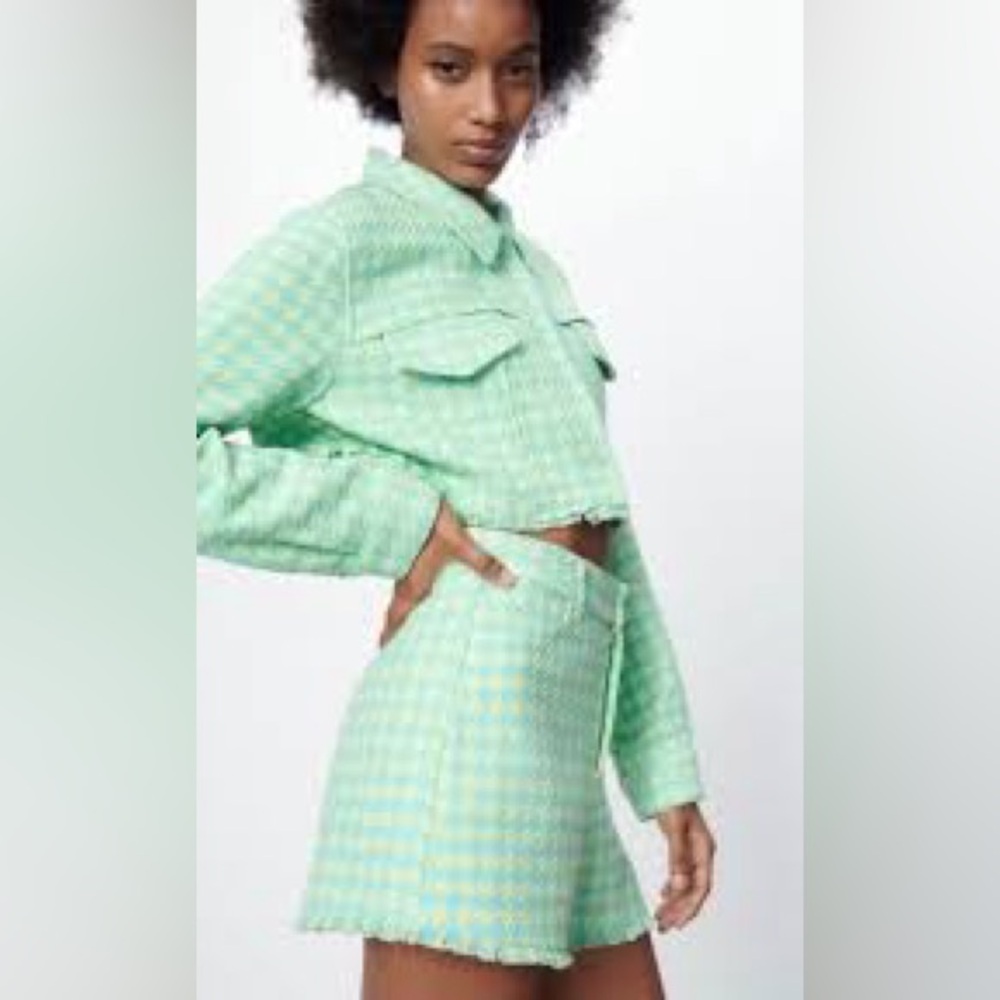 Zara High Waist houndstooth Shorts